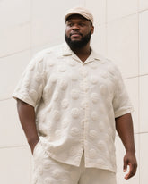 Big & Tall Men's Summer Daily Leisure Dot 3D Steel Print Short Sleeve Shirt Shorts Suit